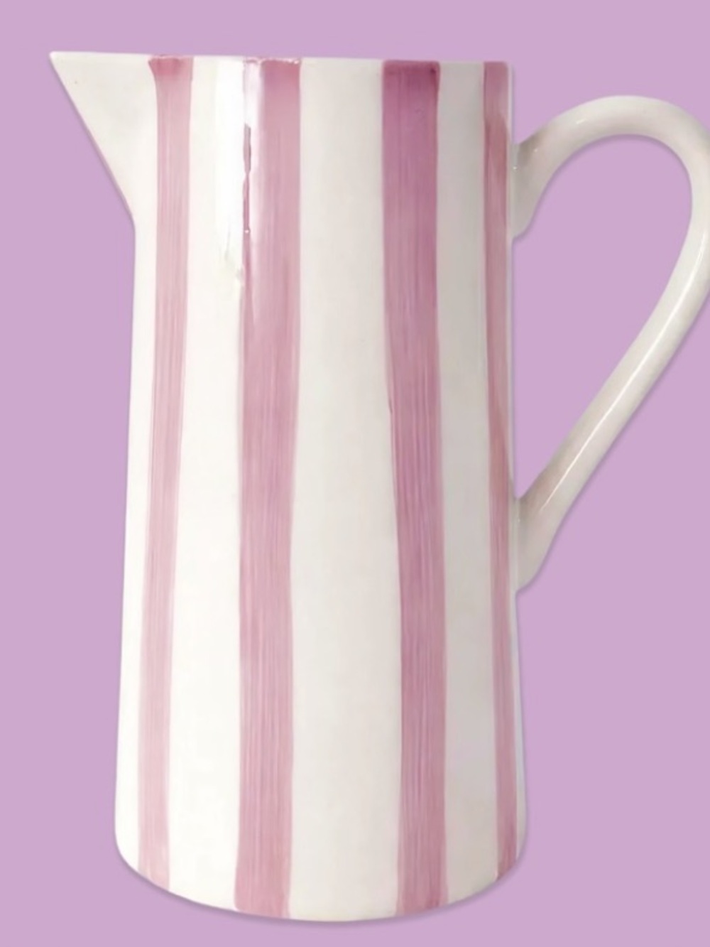 Noon & Moon Pink & White Striped 
Ceramic Pitcher